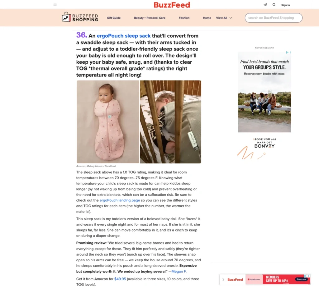 ergoPouch Swaddle Featured in Buzzfeed